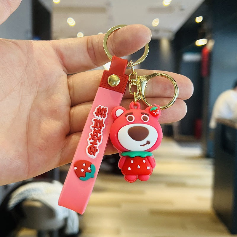 Cartoon Bear Keychains 3D PVC Soft Rubber Figurines Car Key Chains Creative Bag Charms Event Gifts M.72