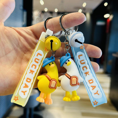 Wholesale of Cartoon Tilt-Neck Duck Keychains Cute Duck Doll Bag Charms Car Key Rings Activity Small Gifts M.72