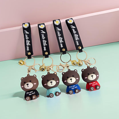 Wholesale of Cartoon Brown Bear Keychains Internet-Famous Bear Pendants Couple-Friendly Bag & Car Charms Stall Small Gifts M.72