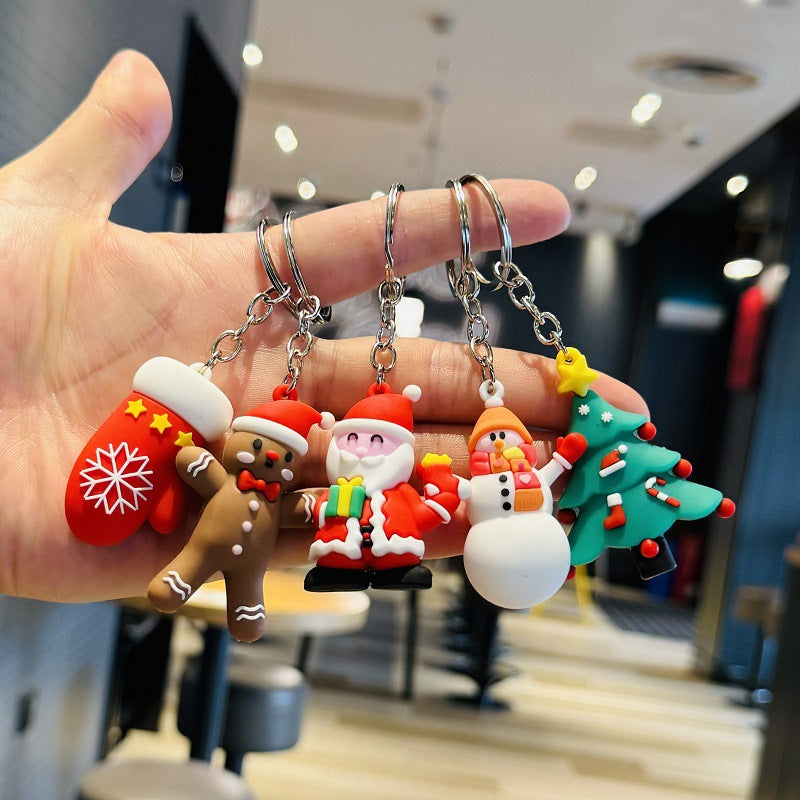 Wholesale of Christmas Small Gifts Santa Claus & Snowman Pendant Keychains 3D Figurines Car Key Rings Small Presents M.72