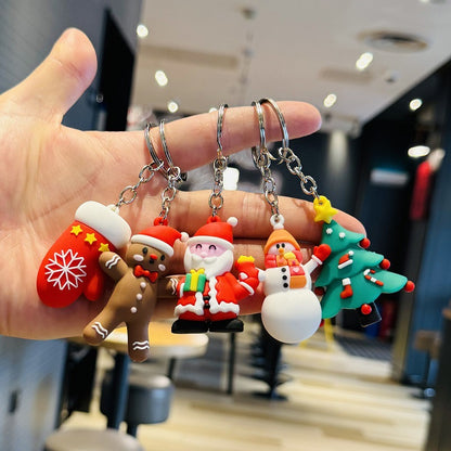 Wholesale of Christmas Small Gifts Santa Claus & Snowman Pendant Keychains 3D Figurines Car Key Rings Small Presents M.72
