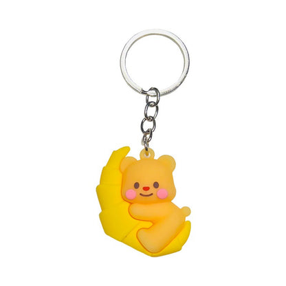 Cartoon Butter Bear Keychain 3D Soft Rubber Doll Schoolbag Charm Small Gift for Insurance Company & Mall Events M.72