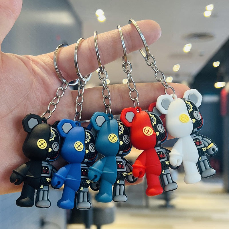 Wholesale of Cartoon Half-Section Mechanical Bear Keychains 3D Violent Bear Backpack Charms Car Key Rings Small Gifts M.72