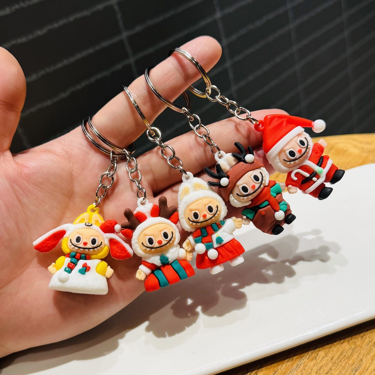Christmas Little Sheep Keychain 3D Doll Labubu Bag Charm Small Gift for Christmas Eve & Christmas Events M.72