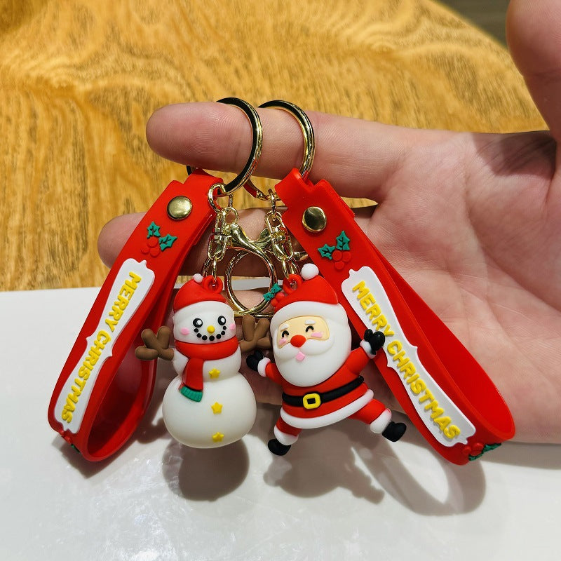 Christmas Keychain PVC Soft Gel Doll Bag Charm Car Key Ring Small Gift for Christmas & Christmas Eve Events M.72