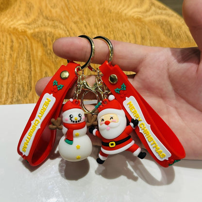Christmas Keychain PVC Soft Gel Doll Bag Charm Car Key Ring Small Gift for Christmas & Christmas Eve Events M.72