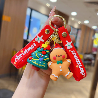 Cross-Border Santa Claus Keychain Figurines Christmas Tree Snowman & Reindeer Key Rings Claw Machine Gift Charms M.72