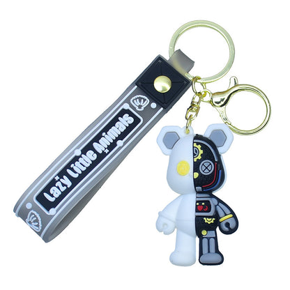 Mechanical Bear Keychain with Lobster Clasp and Leather Cord M.72