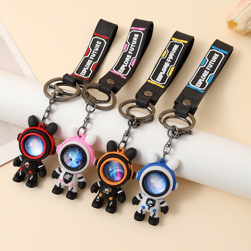 Wholesale of Trendy Cool Starry-Sky-Wandering Rabbit Keychains Astronaut PVC Soft Vinyl Key Rings Cute Bag Charms M.72