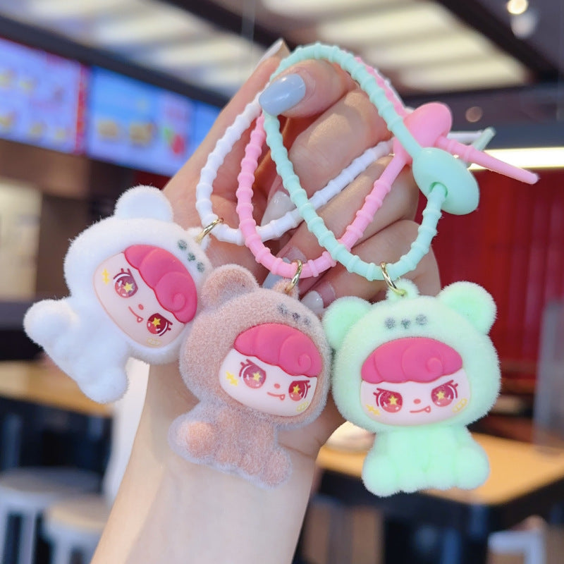 Cute Flocked Keychains Exquisite Ornaments Desktop Decorations Claw Machine Small Gifts and Pendants M.72