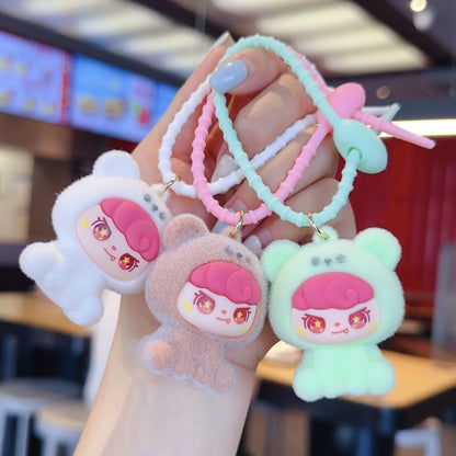 Cute Flocked Keychains Exquisite Ornaments Desktop Decorations Claw Machine Small Gifts and Pendants M.72