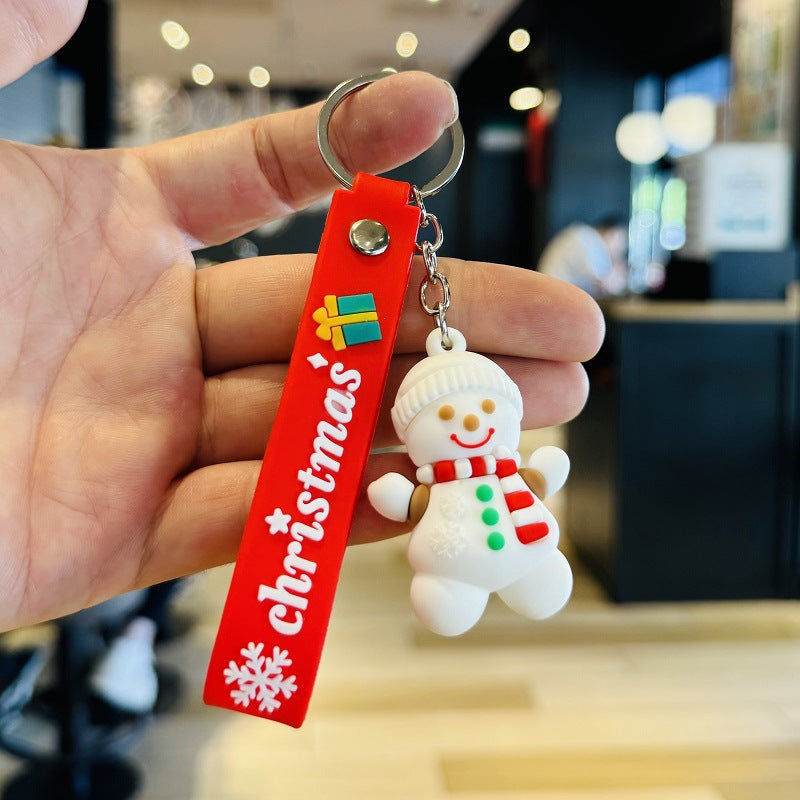 Santa Claus & Snowman Keychains 3D Soft Rubber Figurine Bag Charms Small Christmas Gifts for Children M.72