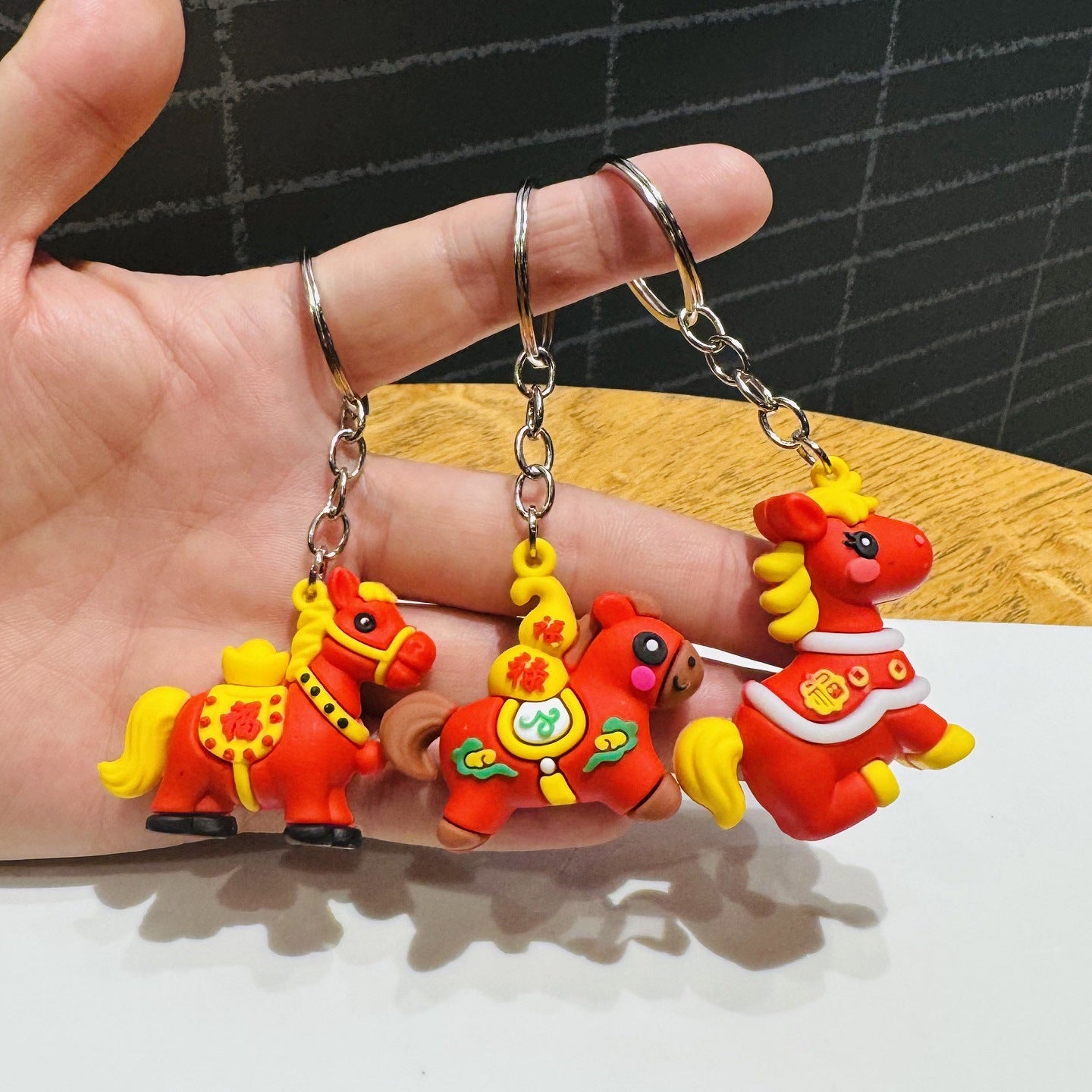 holesale of New Year Horse Keychains Chinese Zodiac Horse Doll Backpack Charms Car Key Rings Gifts for New Year's Day & Spring Festival Events M.72