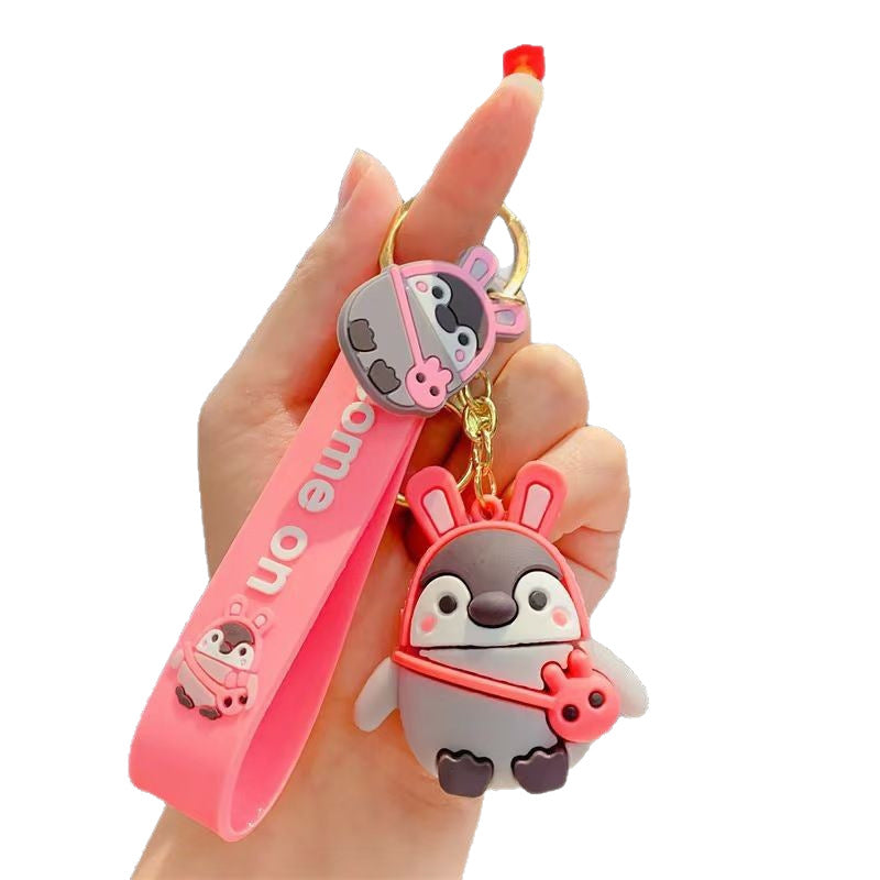 Cute Penguin Keychains Lucky Cat Cube Pendants Couple-Friendly Bag & Car Charms Claw Machine Small Accessories M.72