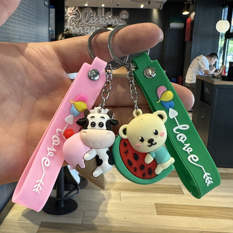 Wholesale of Cartoon Animal & Fruit Keychains Rabbit & Monkey Doll Bag Charms Cute Car Key Rings as Gifts M.72
