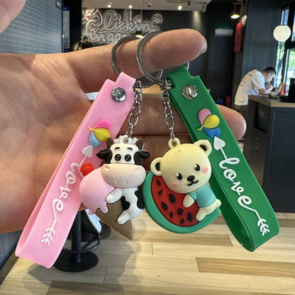 Wholesale of Cartoon Animal & Fruit Keychains Rabbit & Monkey Doll Bag Charms Cute Car Key Rings as Gifts M.72