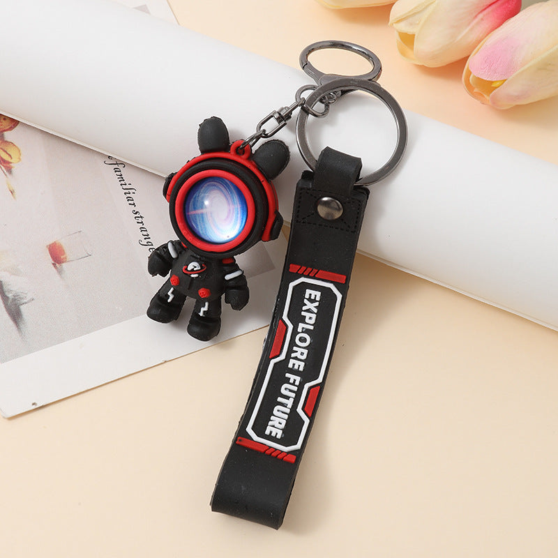 Wholesale of Trendy Cool Starry-Sky-Wandering Rabbit Keychains Astronaut PVC Soft Vinyl Key Rings Cute Bag Charms M.72