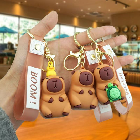 Cute Viral Capybara Keychains Cartoon Capybara Figurine Pendants Couple-Friendly Bag Ornaments Car Key Chains M.72