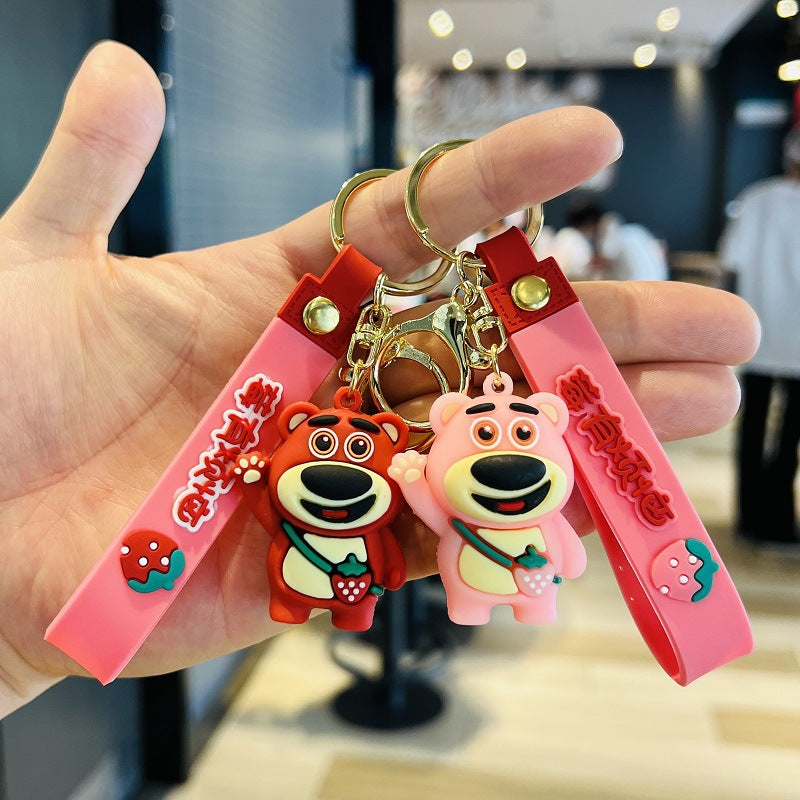Wholesale of Creative Cartoon Bear Keychains PVC Soft Gel Doll Charms Car Key Rings Activity Gifts M.72
