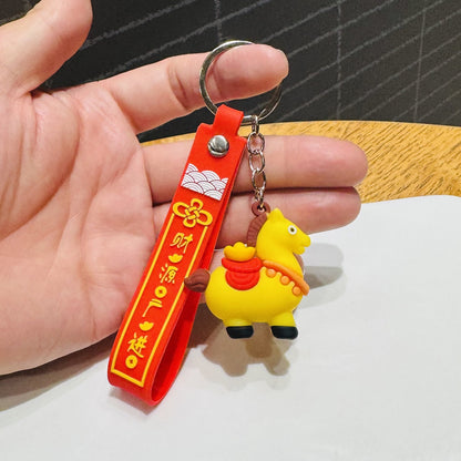 New Year Fortune-Bringing Horse Keychains Wealth-Attracting Car Key Rings & Charms Gifts for Company & Mall Opening Events M.72