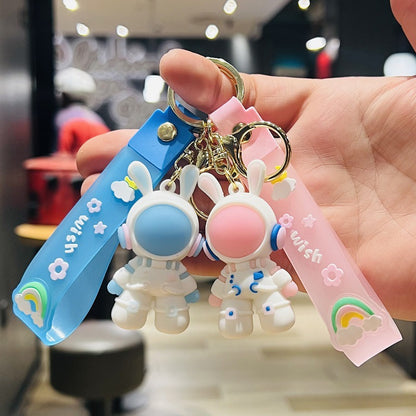 Internet-Famous Space Rabbit Keychain Bunny Astronaut Doll Bag Charm Car Key Ring Small Gift for Events M.72