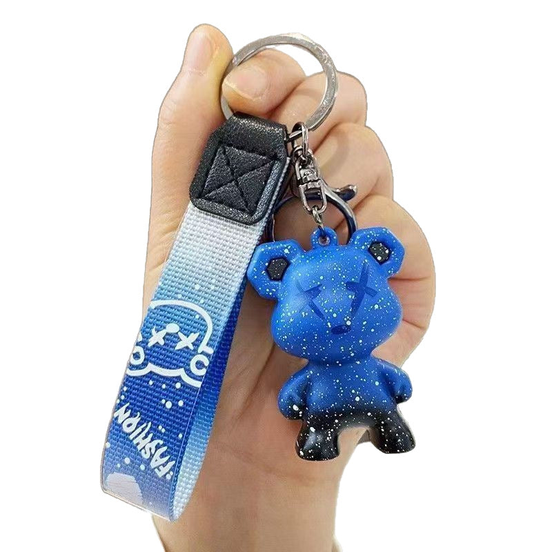 Wholesale of Cartoon Starry Sky Chameleon Violent Bear Keychains Pendants Car Key Rings Backpack Charms for Men & Women Fashion Accessories M.72