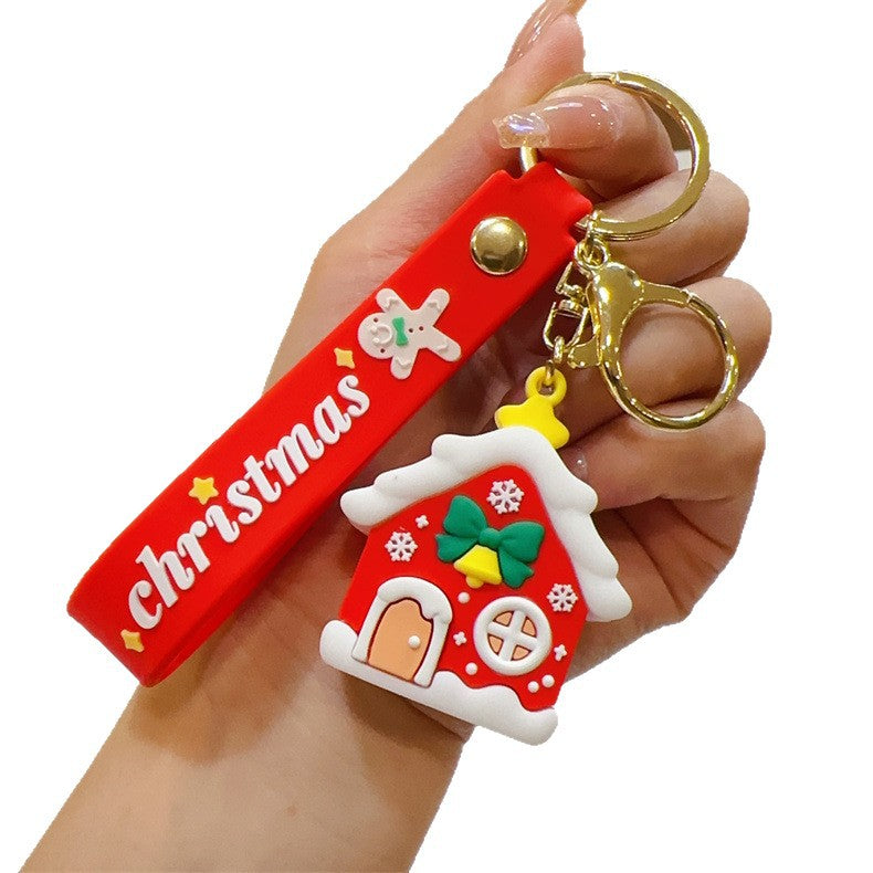 Cross-Border Santa Claus Keychain Figurines Christmas Tree Snowman & Reindeer Key Rings Claw Machine Gift Charms M.72