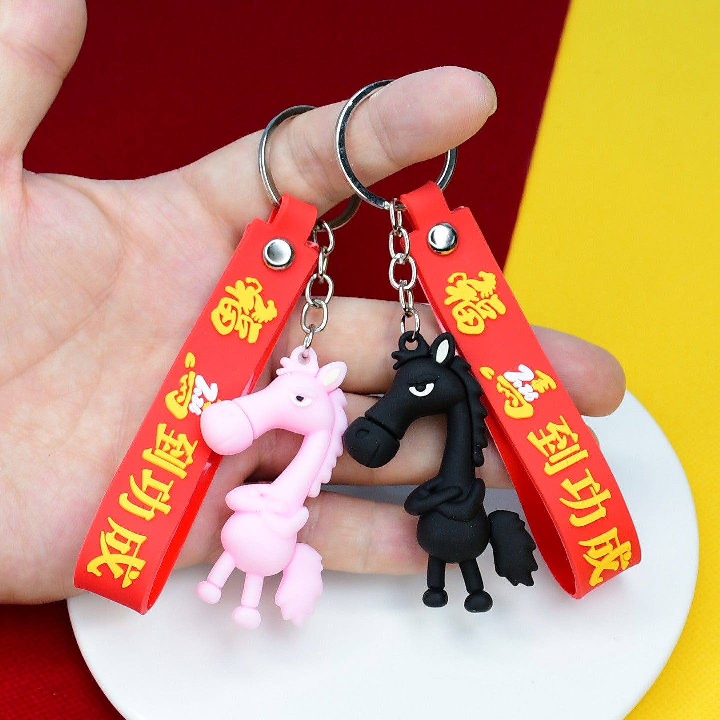 Wholesale of Internet-Famous Premium Chosen Cool Black Horse Keychains 3D Year of the Horse Figurine Bag Charms Activity Giveaways M.72