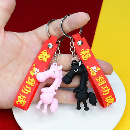 Wholesale of Internet-Famous Premium Chosen Cool Black Horse Keychains 3D Year of the Horse Figurine Bag Charms Activity Giveaways M.72