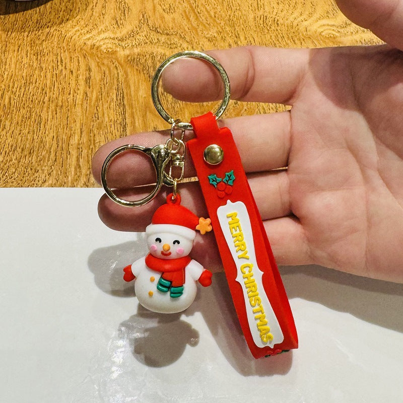 Christmas Keychain PVC Soft Gel Doll Bag Charm Car Key Ring Small Gift for Christmas & Christmas Eve Events M.72