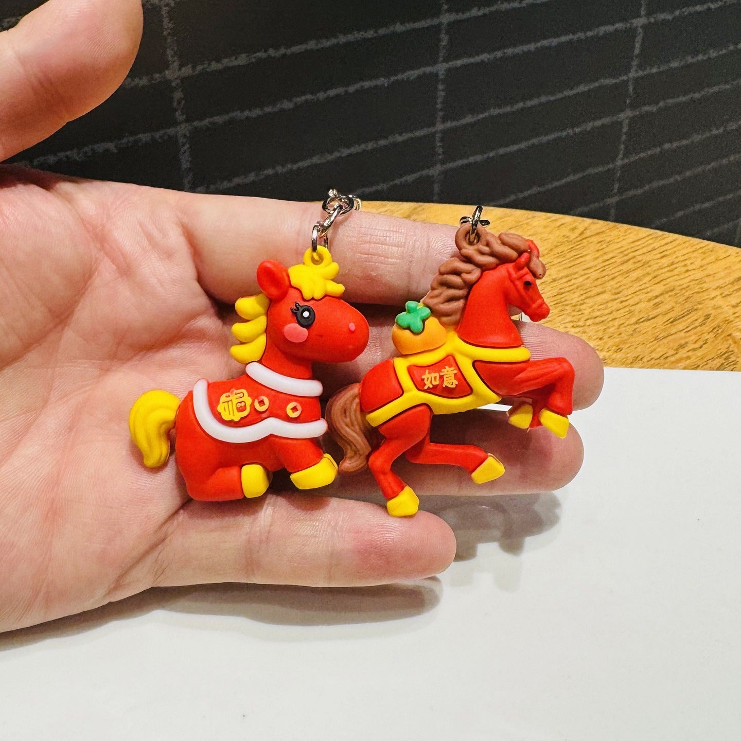 holesale of New Year Horse Keychains Chinese Zodiac Horse Doll Backpack Charms Car Key Rings Gifts for New Year's Day & Spring Festival Events M.72