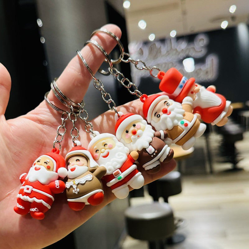 Creative Cartoon Santa Claus Keychain 3D Doll Bag Charm Small Christmas Gift for Kindergarten Children M.72