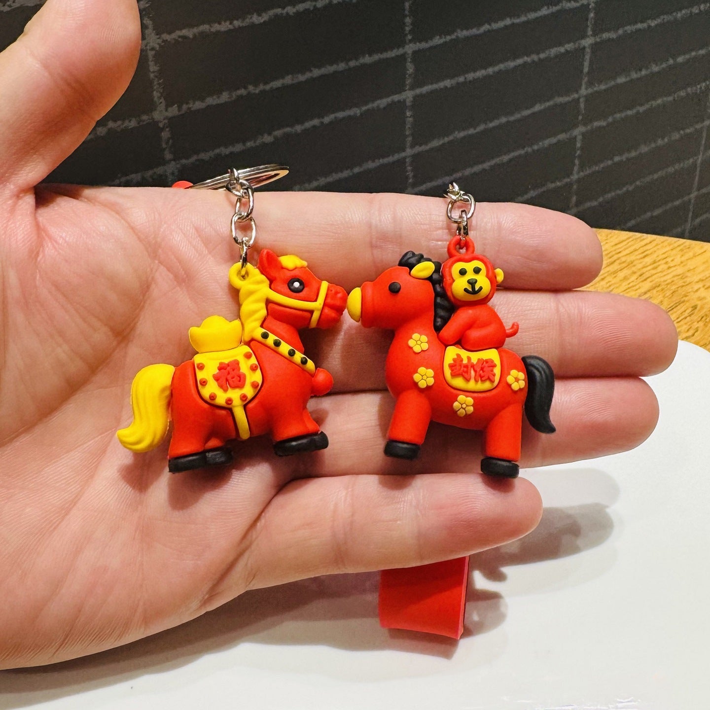 Wholesale of Year of the Horse Keychains Auspicious Fortune Horse Figurines Bag Charms Car Key Rings New Year Souvenirs & Small Gifts M.72