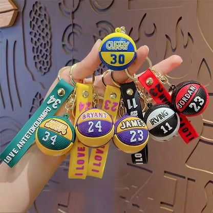 Wholesale of Creative 3D Basketball Keychains Replica Star-Player-Style Cartoon Pendants Car Key Rings Schoolbag Charms M.72