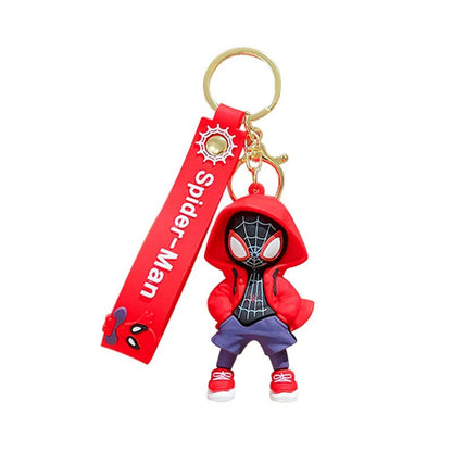 Wholesale of Cartoon Trendy Hoodie Spider-Man Keychains Marvel Figurine Pendants Couple-Friendly Car Key Rings Small Gifts M.72