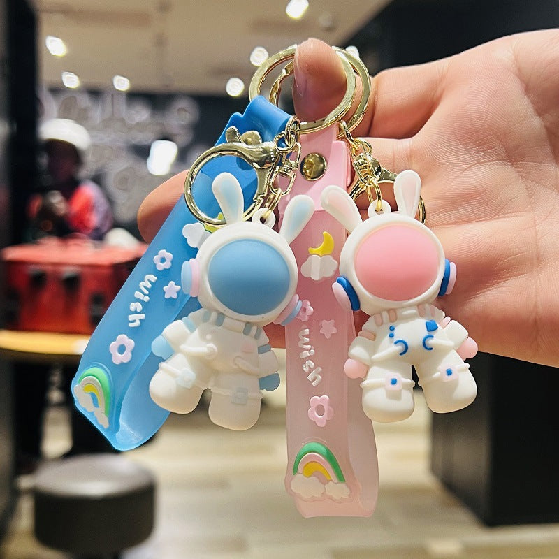 Internet-Famous Space Rabbit Keychain Bunny Astronaut Doll Bag Charm Car Key Ring Small Gift for Events M.72