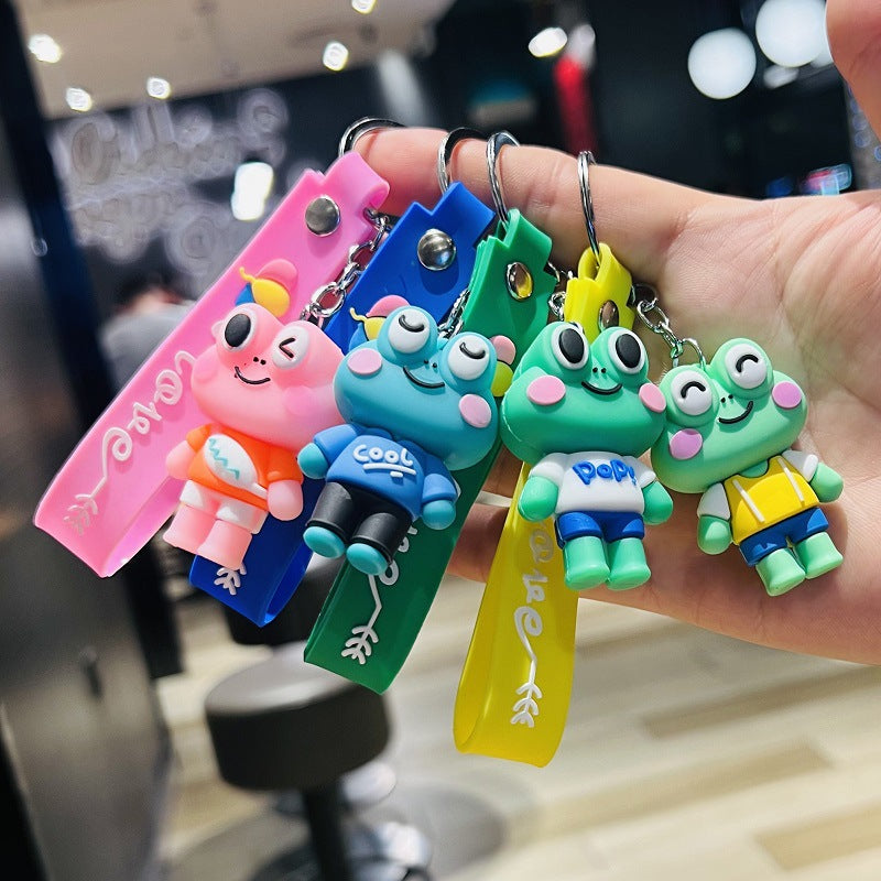 Cartoon Big-Eyed Frog Keychain 3D Doll Car Key Ring Accessory Couple Bag Charm Children's Gift M.72