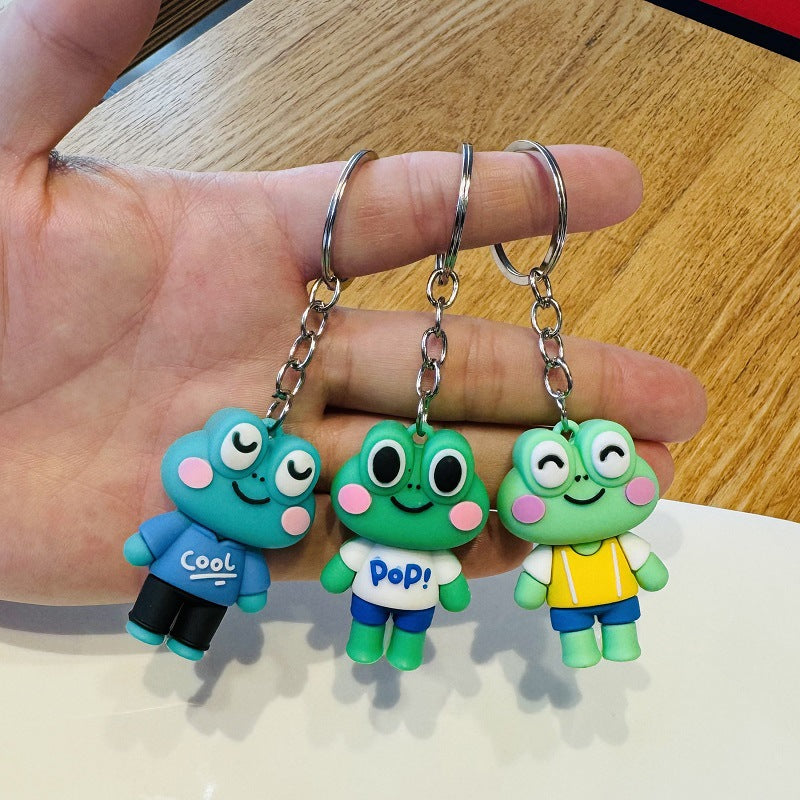 Wholesale of Cartoon Big-Eyed Frog Keychains Schoolbag Charms Car Key Rings Kindergarten Children's Prizes & Small Gifts M.72