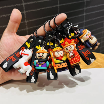 Wholesale of Classic Cartoon Journey to the West Character Keychains 3D Zhu Bajie & Sun Wukong Doll Bag Charms Activity Gifts M.72