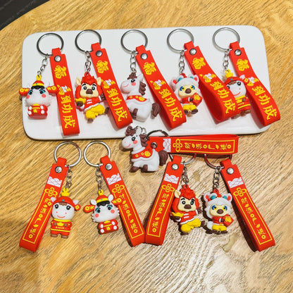 2026 New-Style Year of the Horse Plush Charm Keychain Festive Lucky Horse Wealth-Attracting Car Key Ring Small Event Gift M.72