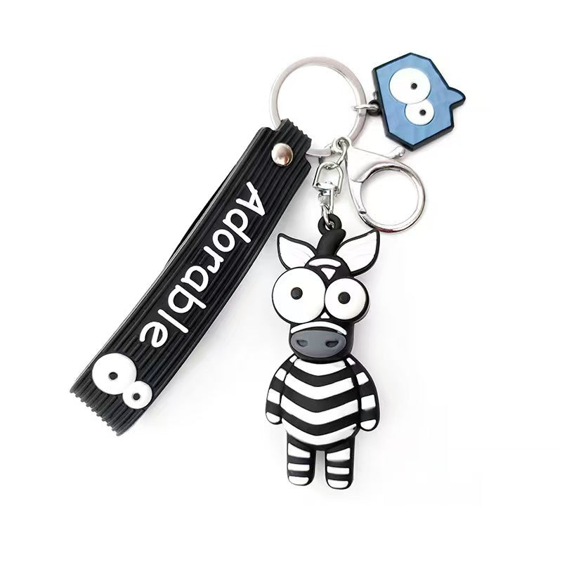 Cartoon Pop-Eye Giraffe Keychains Funny Ugly-Cute Animal Key Rings Trendy Gift Key Chain Charms M.72