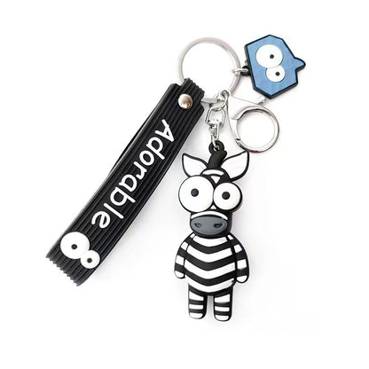 Cartoon Pop-Eye Giraffe Keychains Funny Ugly-Cute Animal Key Rings Trendy Gift Key Chain Charms M.72