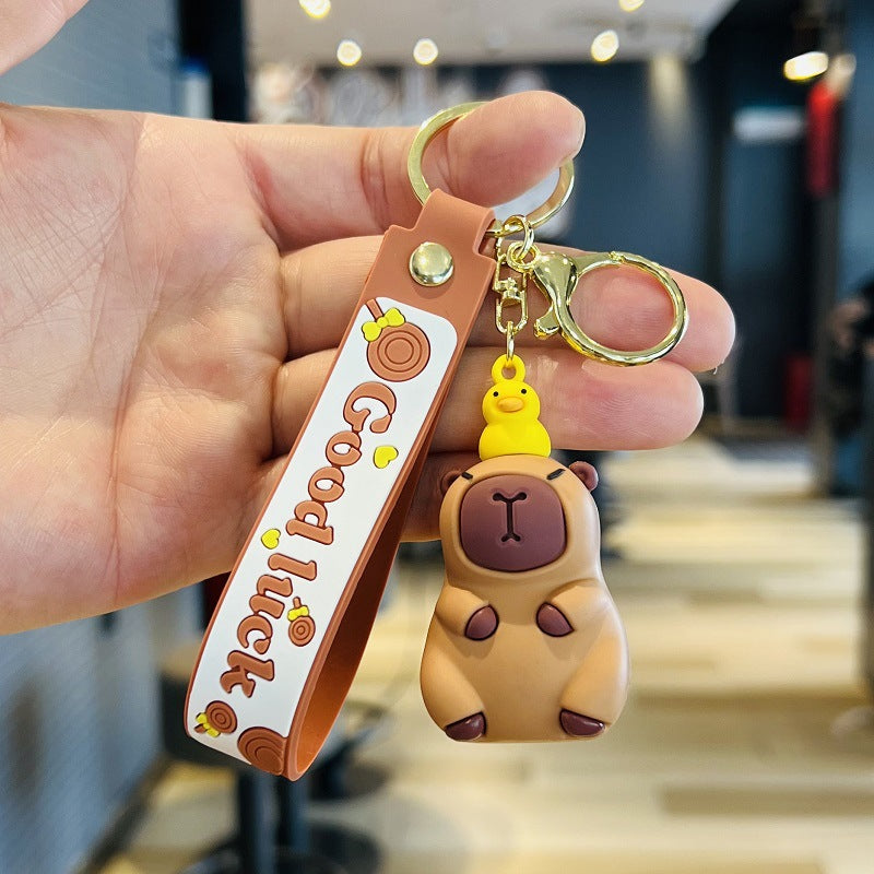 Internet-famous Capibara Keychain Exquisite Bag Charm PVC Soft Rubber Rope Car Key Ring Event Gift M.72