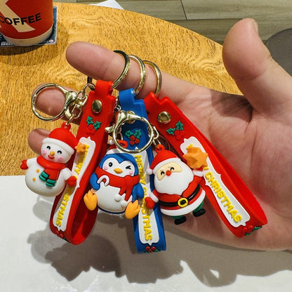 Christmas Keychain PVC Soft Gel Doll Bag Charm Car Key Ring Small Gift for Christmas & Christmas Eve Events M.72