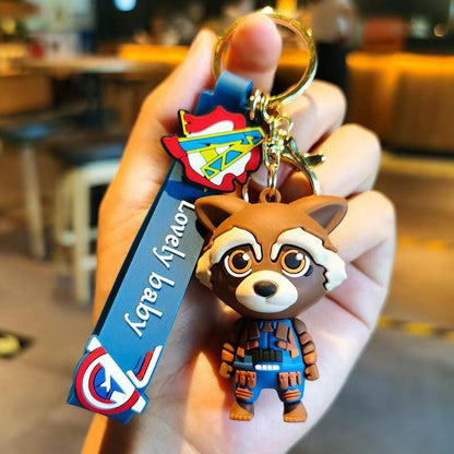 Cartoon Keychains Cute Groot Figurines Exquisite Raccoon Dolls Car Key Rings Bag Charms Fashion Accessories M.72