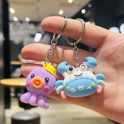 Cartoon Ocean Series Keychain 3D Shark & Crab Doll Backpack Pendant - Perfect for Company Gifts & Kindergarten Rewards M.72