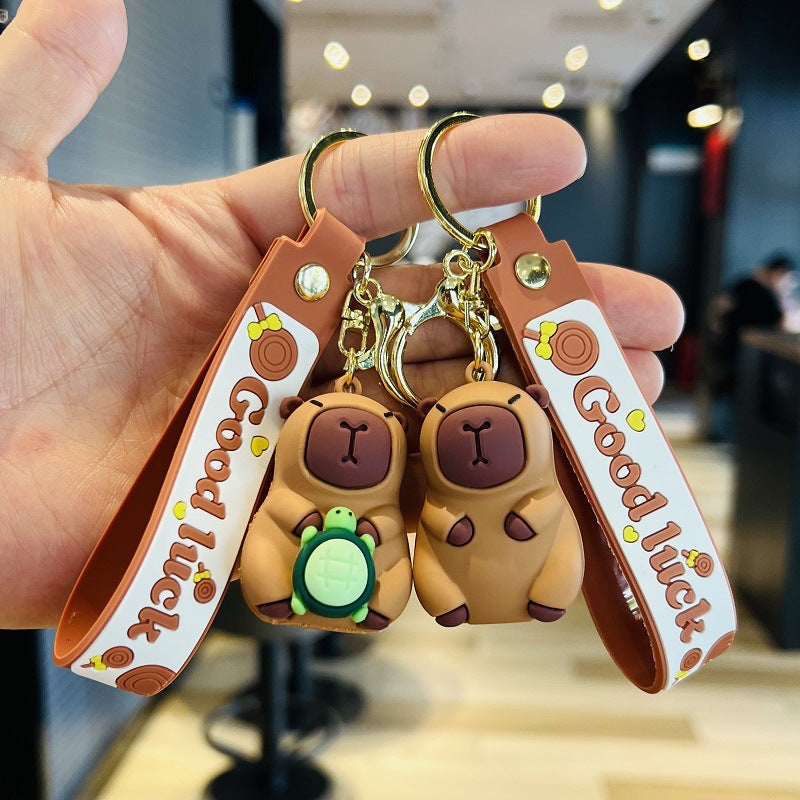 Internet-famous Capibara Keychain Exquisite Bag Charm PVC Soft Rubber Rope Car Key Ring Event Gift M.72