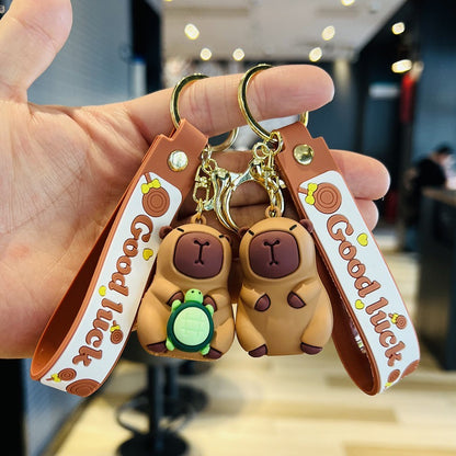 Internet-famous Capibara Keychain Exquisite Bag Charm PVC Soft Rubber Rope Car Key Ring Event Gift M.72
