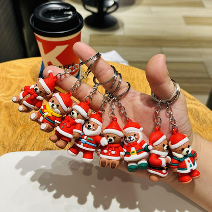 Christmas Keychains Cartoon Bear Bag Charms Small Gifts for Christmas Events Kindergarten Children's Prizes & Mall Promotions M.72