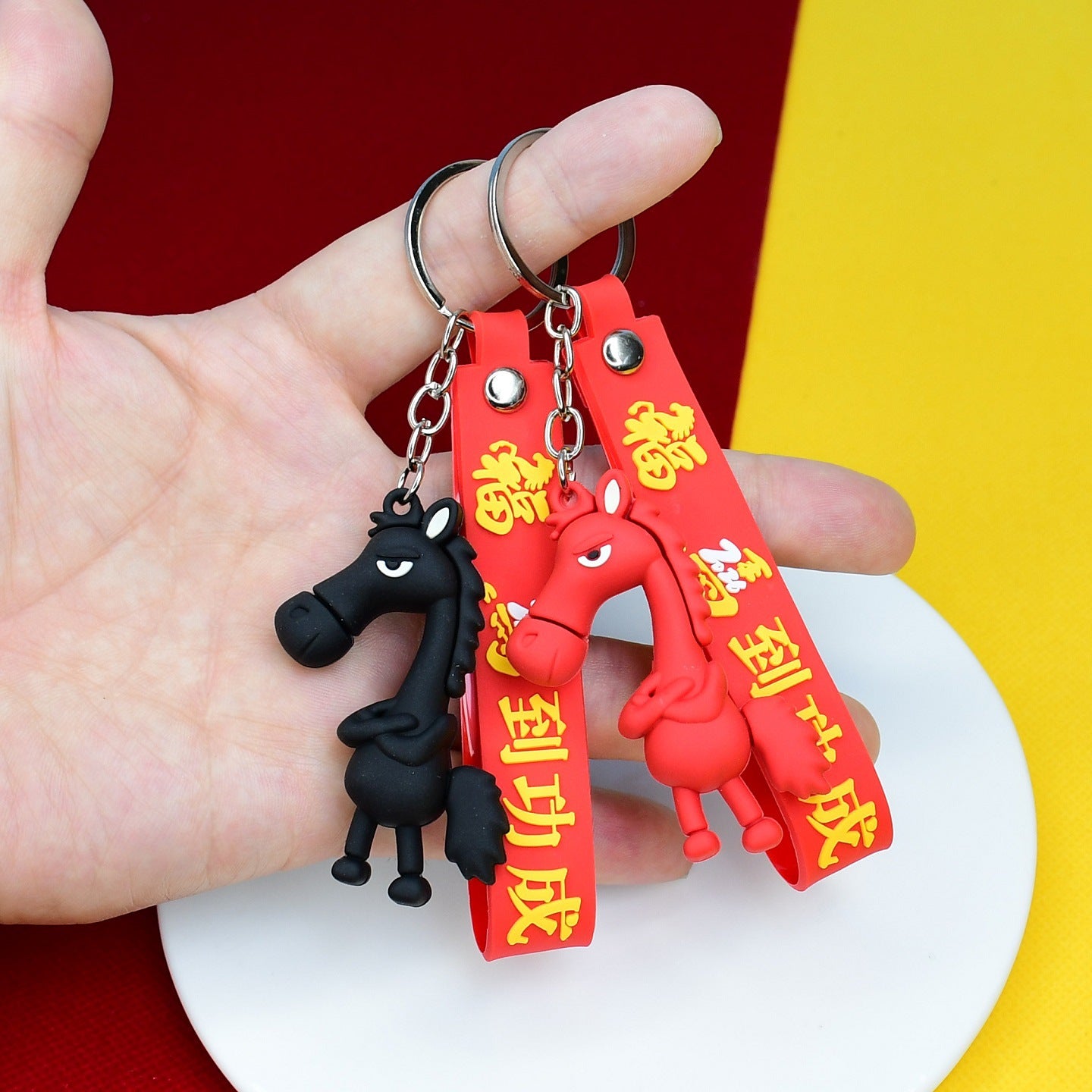 Wholesale of Internet-Famous Premium Chosen Cool Black Horse Keychains 3D Year of the Horse Figurine Bag Charms Activity Giveaways M.72